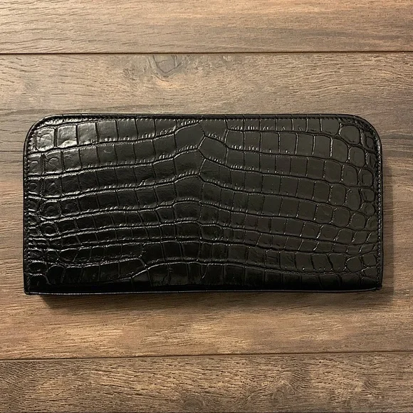 ❌SOLD❌ Saint Laurent Black Crocodile-Embossed Leather Zip-Around Long Wallet - Picture 3 of 14